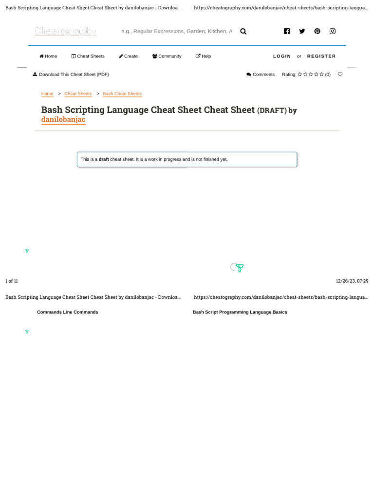 Bash Scripting Cheat Sheet Guide | PDF | Command Line Interface ...