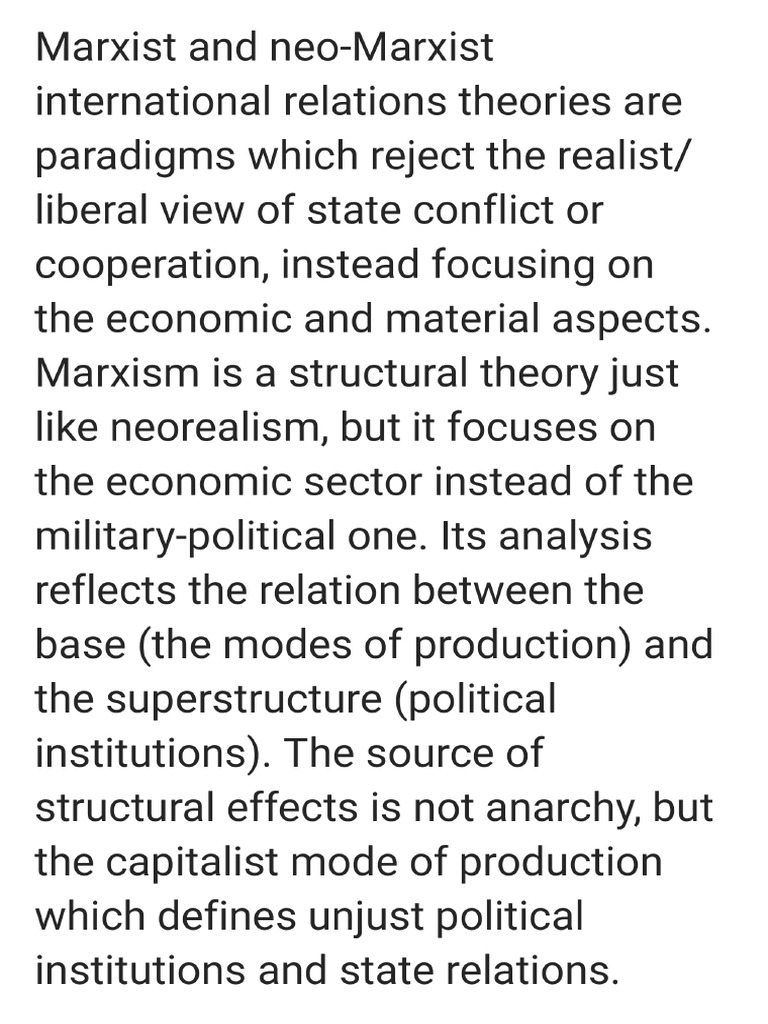 Marxist Theory of International Relations | PDF