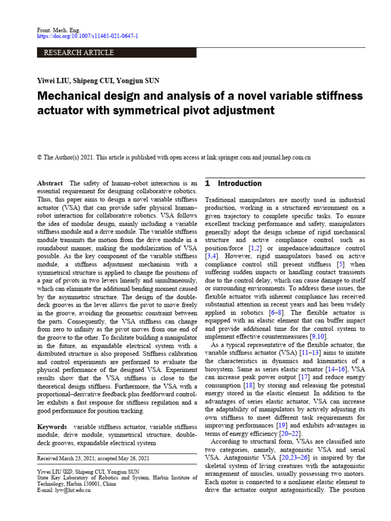 Mechanical Design and Analysis of A Novel Variable | PDF | Electric ...