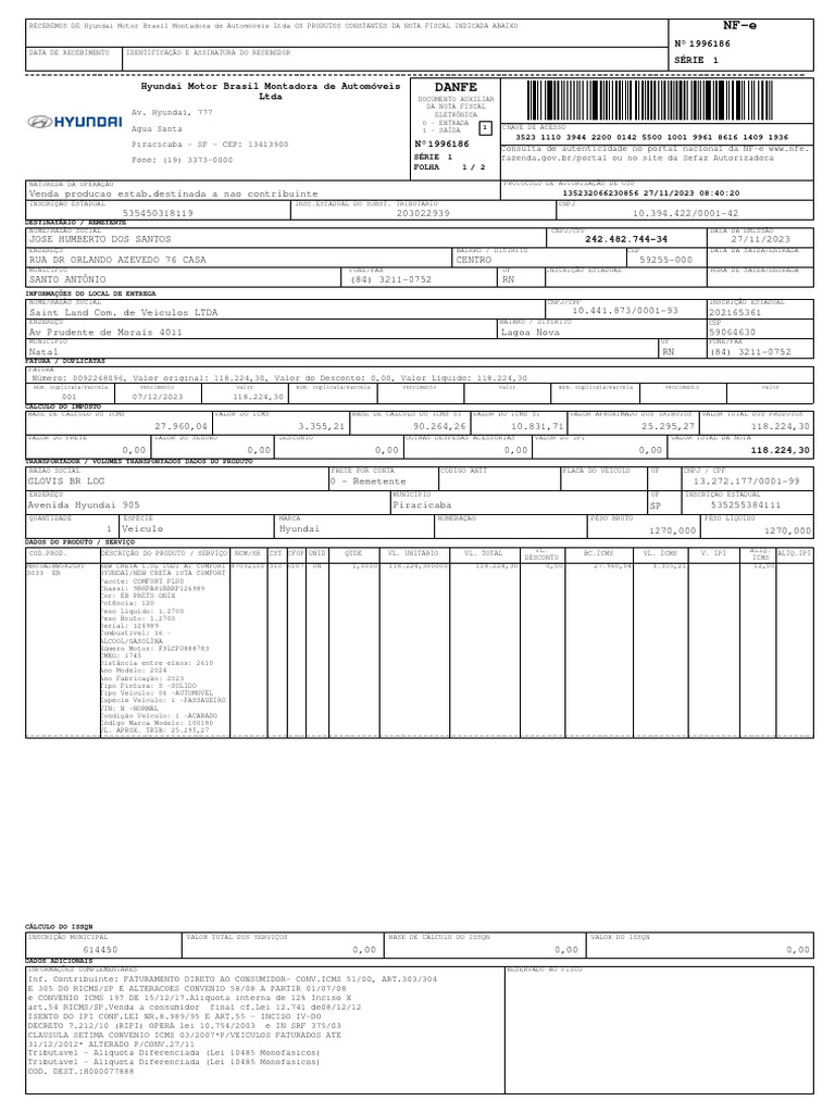 Nfe Humberto | PDF | Recibo | Documento