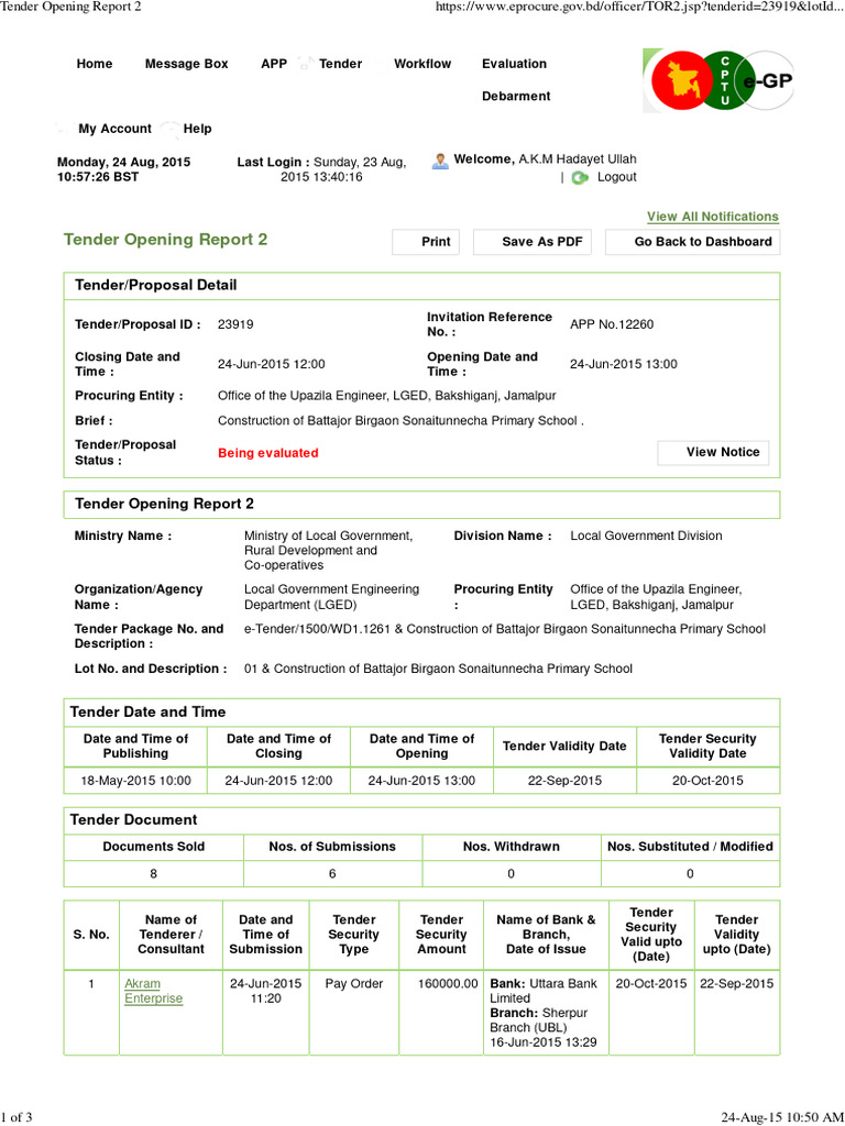 Tender Opening Report 2 - 23919 | PDF | Internet | Computing