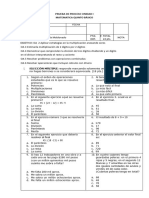 Prueba de Proceso Matematica Unidad I 5to