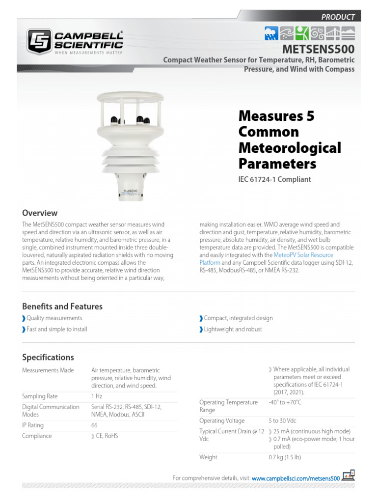 B Metsens500 | PDF | Humidity | Wind Speed