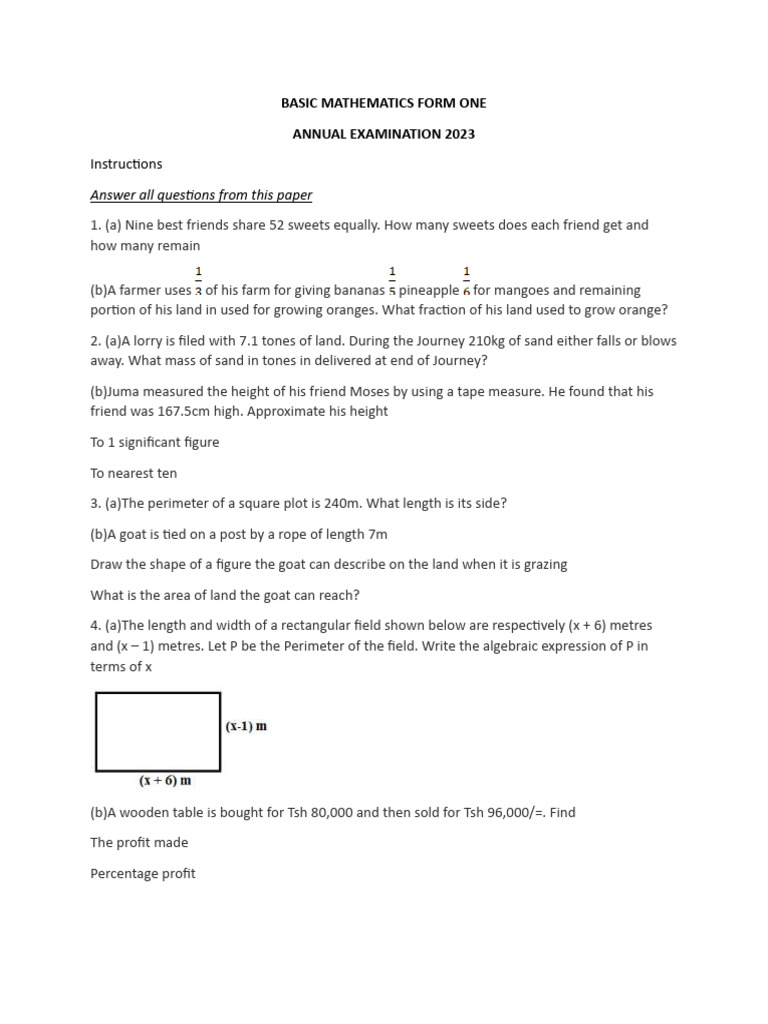 Basic Mathematics Form Two Tie