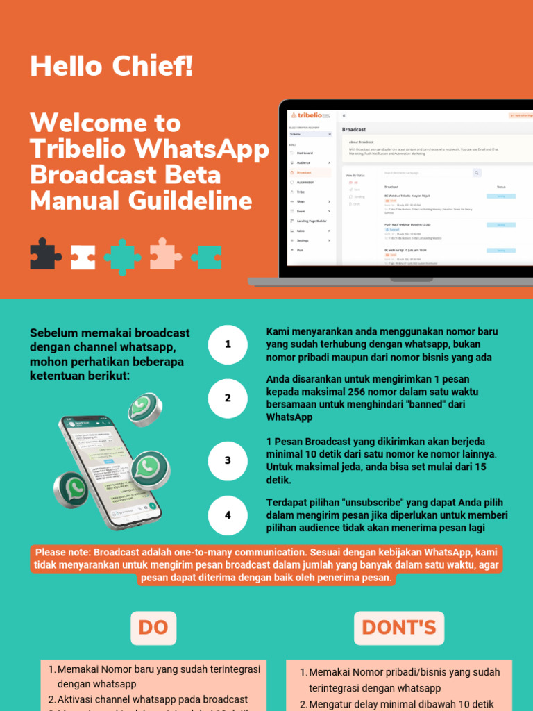 Tribelio WhatsApp Broadcast Beta Manual Guideline | PDF | Komputer