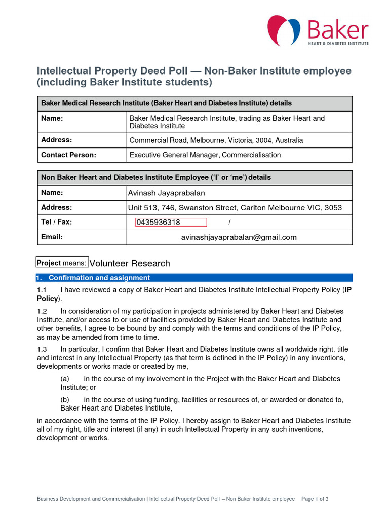 4 Intellectual Property Deed Poll | PDF