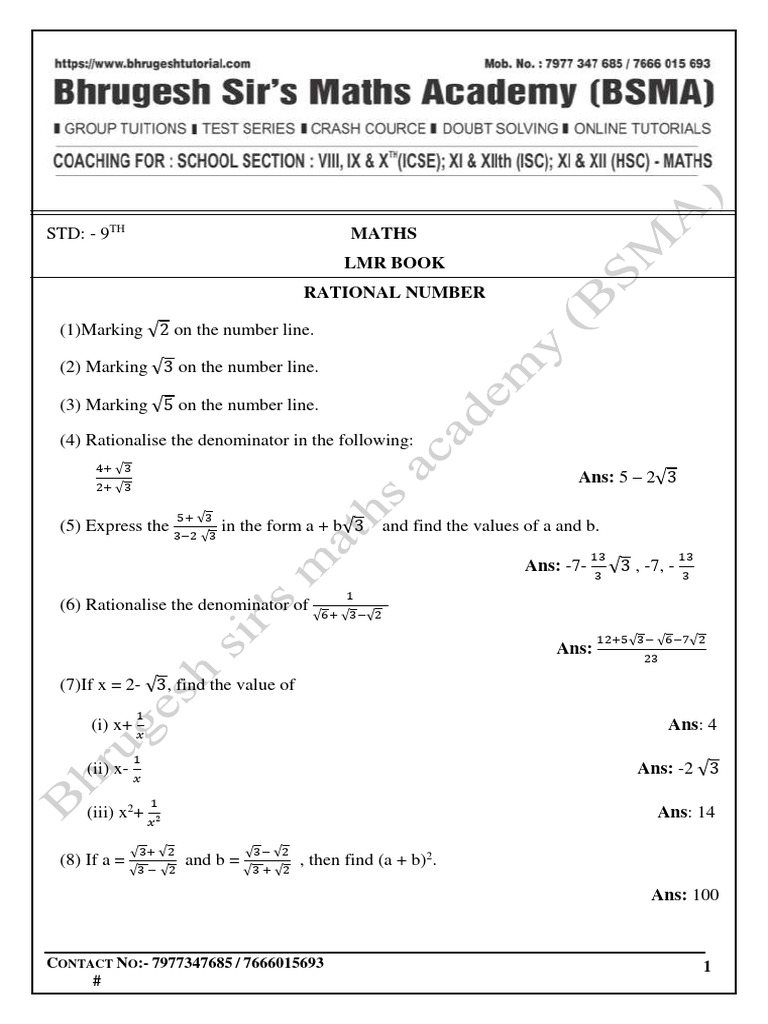 9th Grade Maths: Rational Numbers & CI | PDF