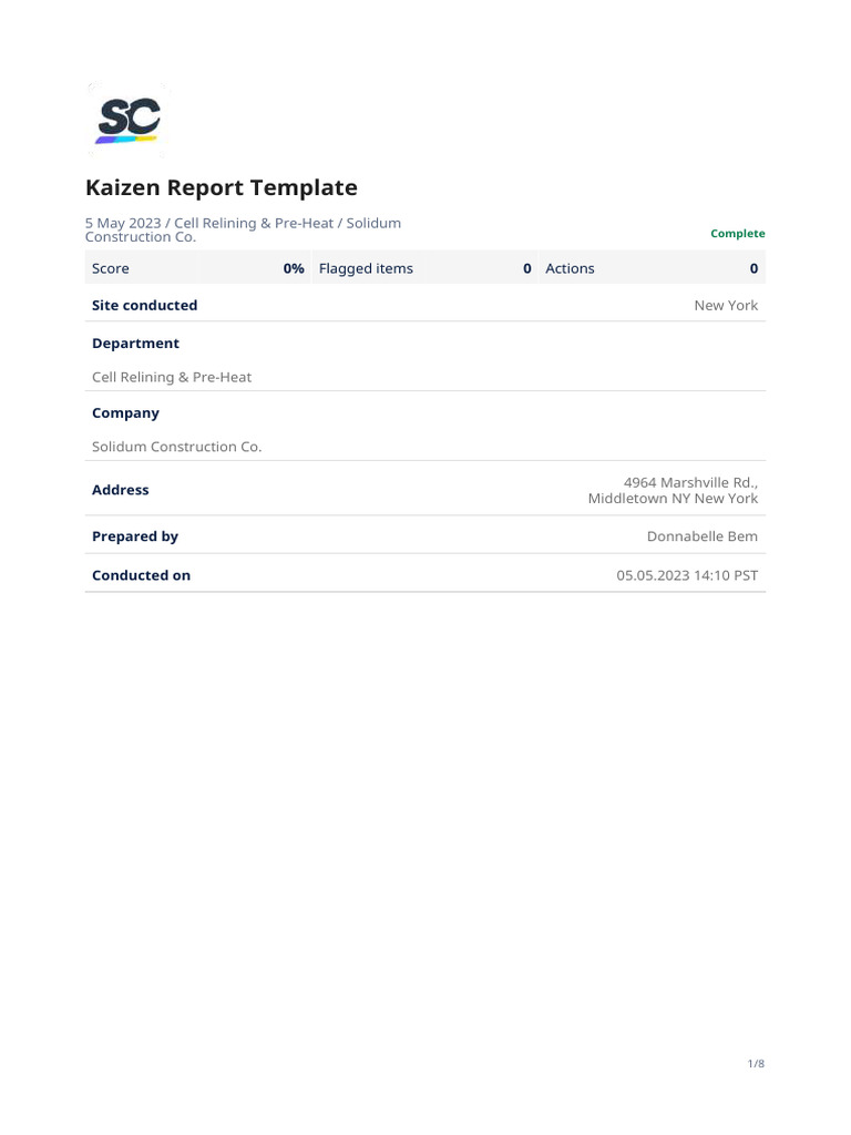 Kaizen Report Template Sample PDF Report | PDF | Business Process