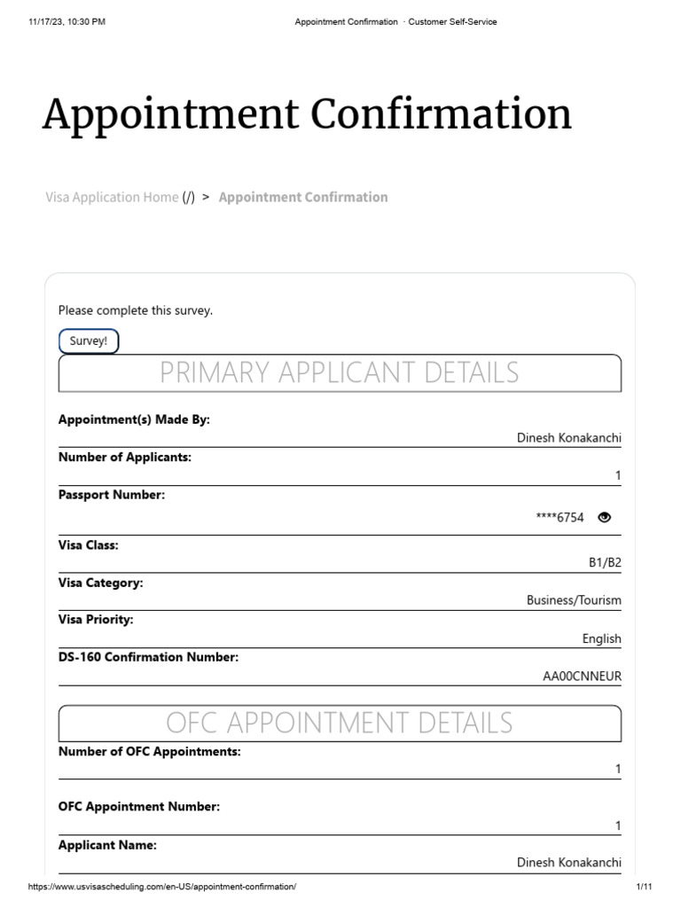 Appointment Confirmation Pdf Identity Document Travel Visa