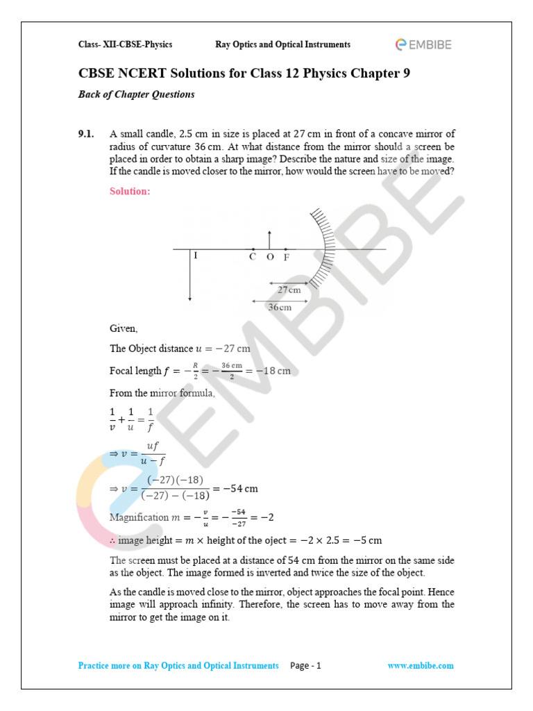 Ncert grade 12 physics ch 09 ray optics1 pdf