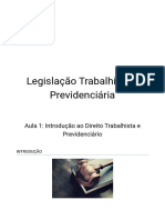 Apostila Legislação Trabalhista e Previdenciária AULA 1