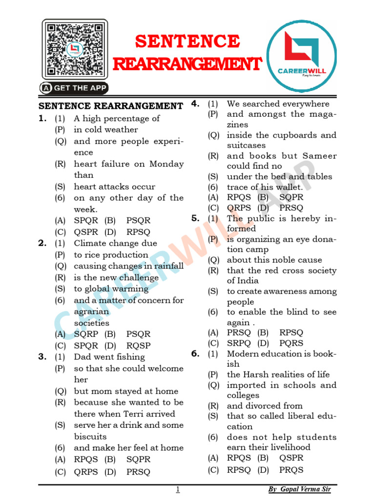 218416crwill.. para Jumble (Sentence Rearrangement) ... 23 | PDF