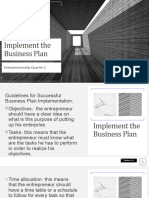 Implement The Business Plan