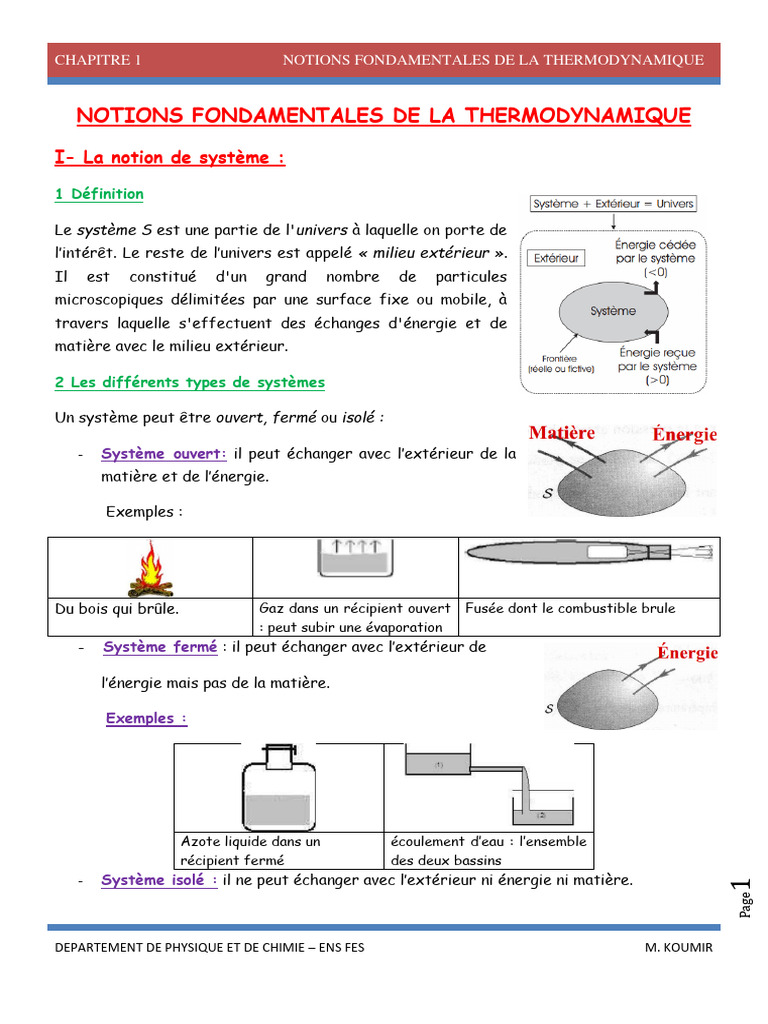 Notions Fondamentales de Thermodynamique | PDF | Température ...