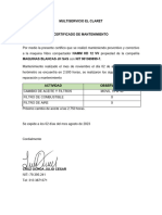 Certificado de Mantenimiento Maquinas Blancas Hamm A 2 de Agosto 2023