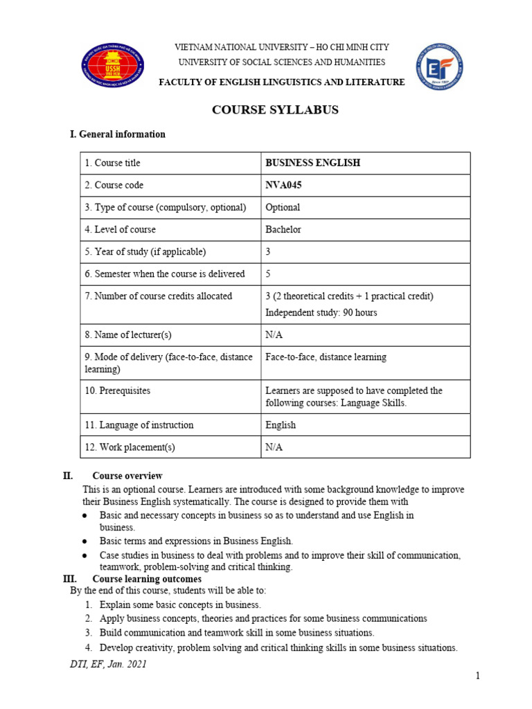 DTI- Business English - 15 tuần có online - 0923 | PDF | Critical ...