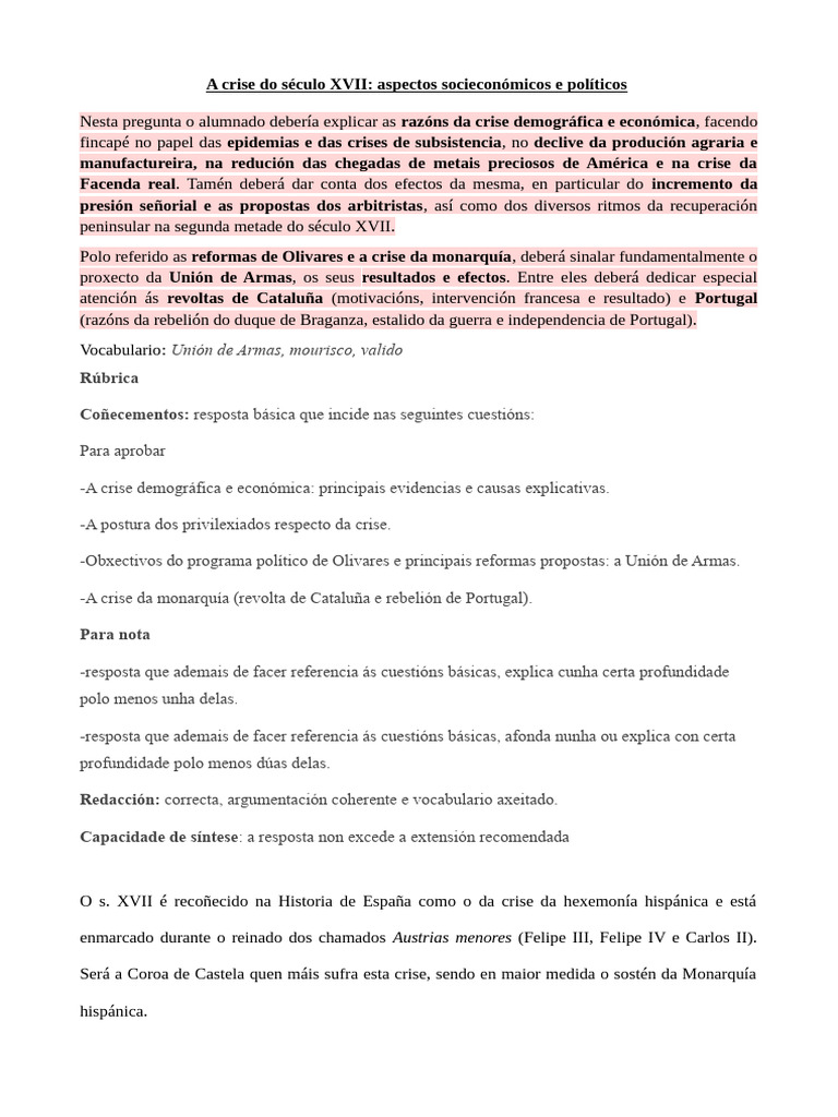 A Crise Do Século XVII Aspectos Socieconómicos e Políticos | PDF