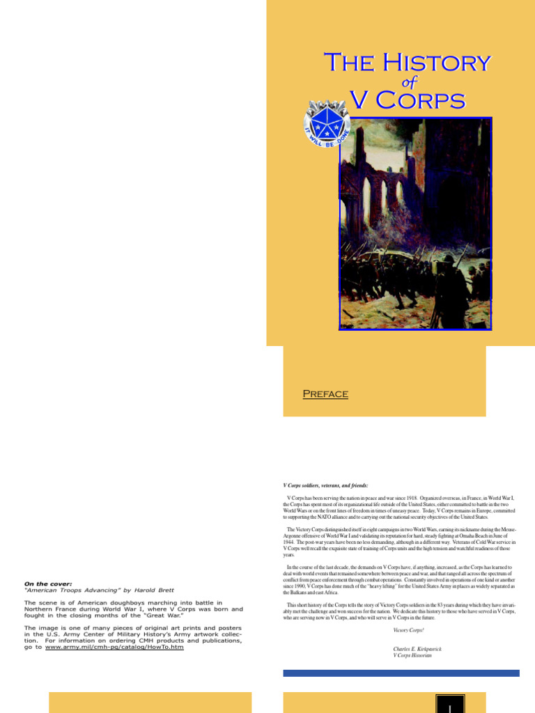 US Army v Corps History | PDF | American Expeditionary Forces | Trench