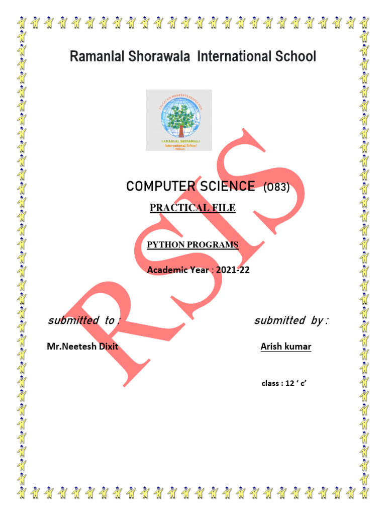 Arish Kumar's Python Practical File | PDF | Queue (Abstract Data Type ...