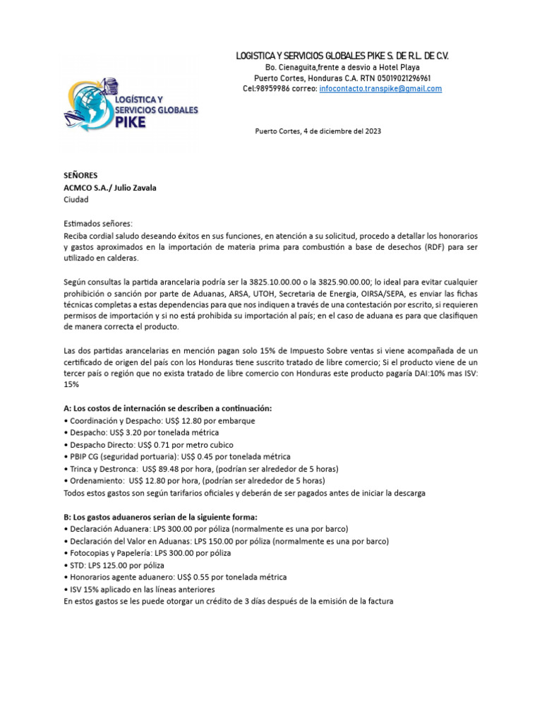 Oferta de Servicios Acmco Julio Zavala | PDF