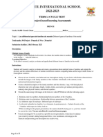 Apprenant-Grade 8 - French Project-Based Assessment Sheet