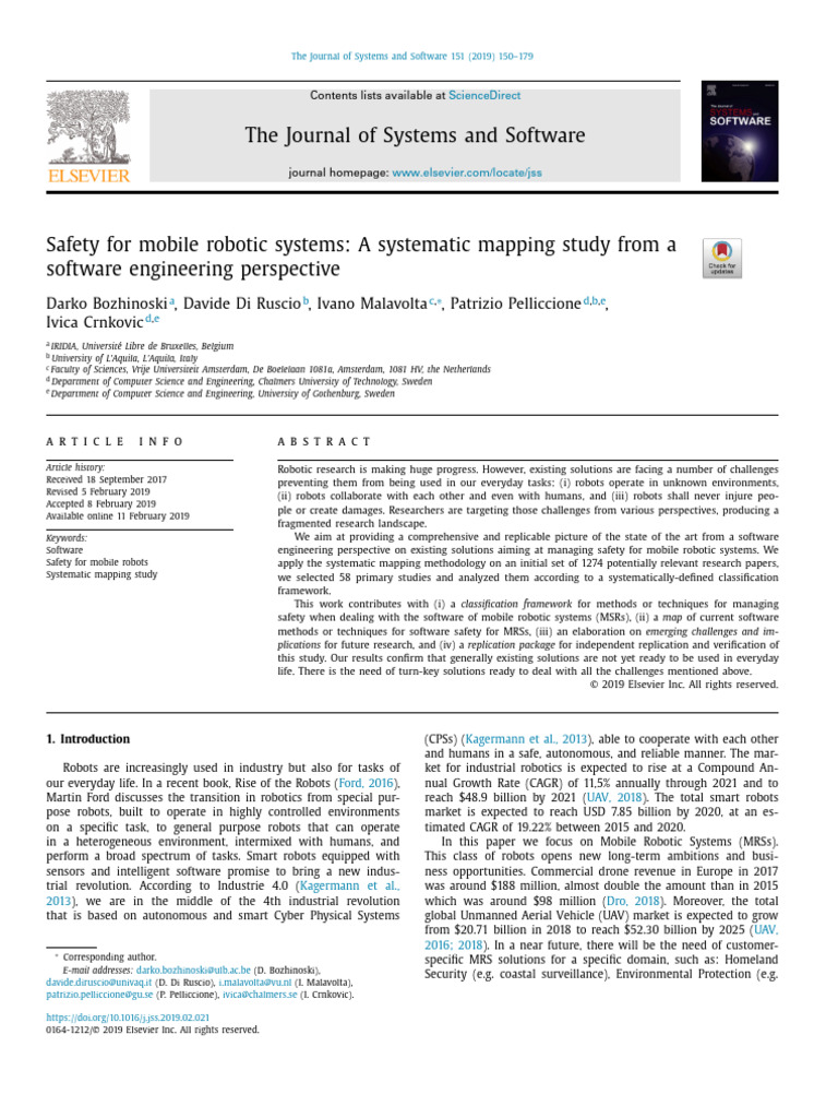 Safety For Mobile Robotic Systems A Systematic Mapping Study From A ...