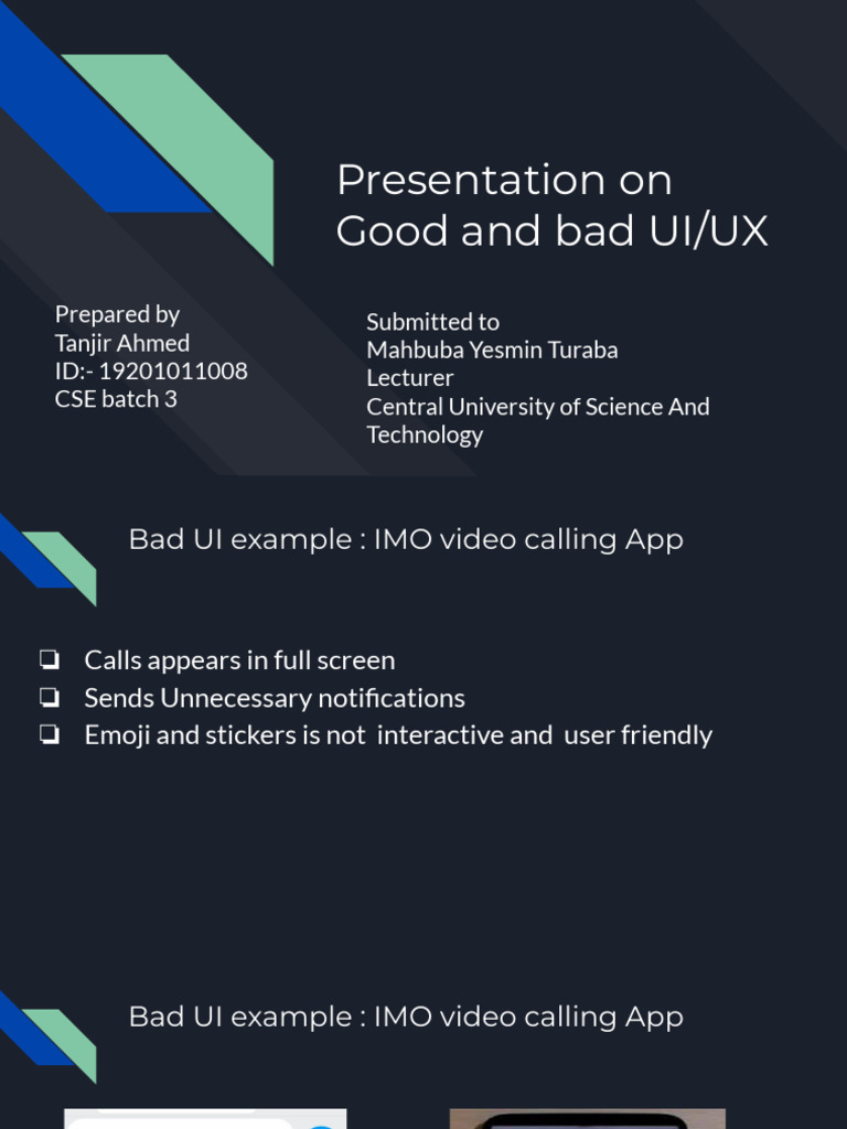Presentation On Good and Bad UI - UX | PDF