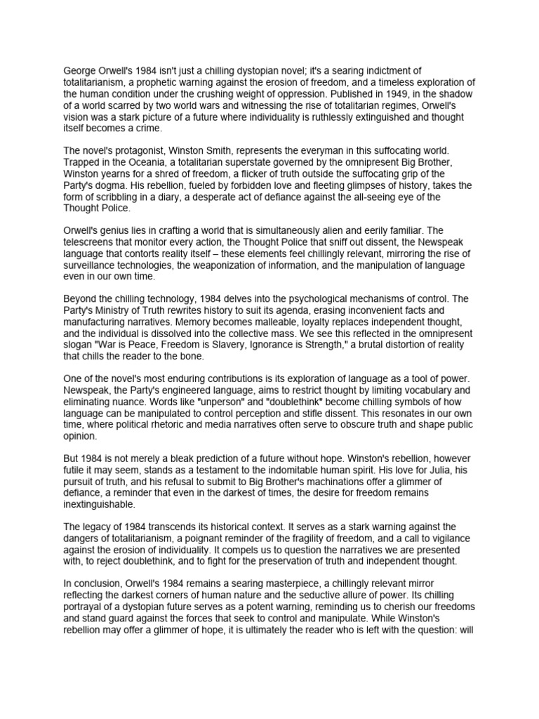 1984 Essay | PDF | George Orwell | Satirical Books