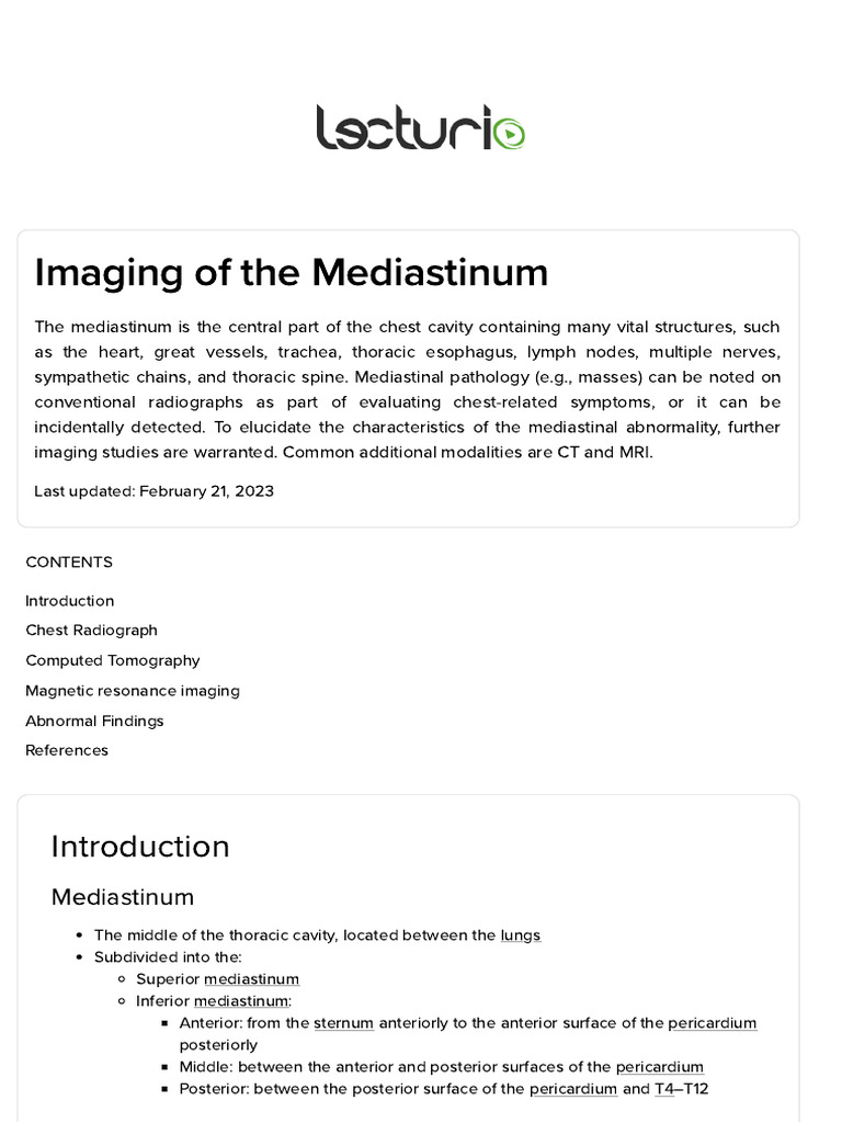 Pediatric Mediastinum Imaging Guide | PDF | Heart | Thorax