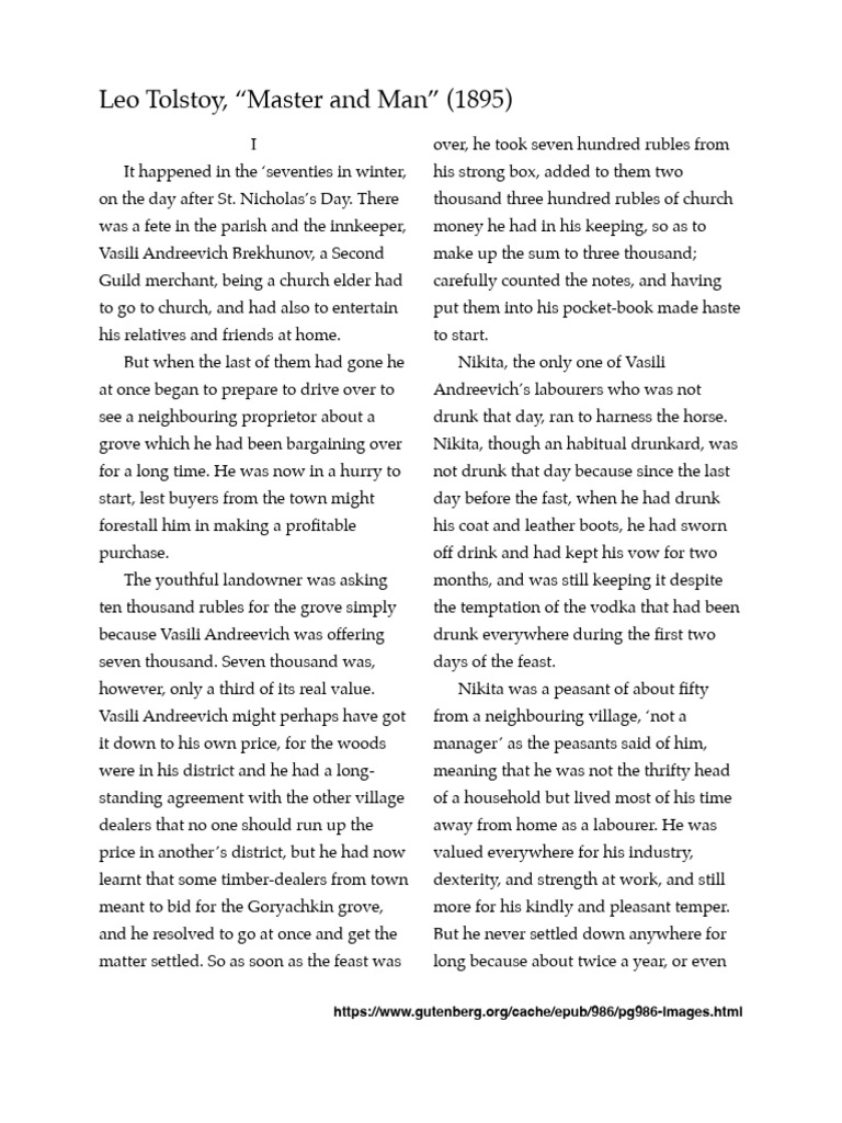 Tolstoy Master and Man PDF