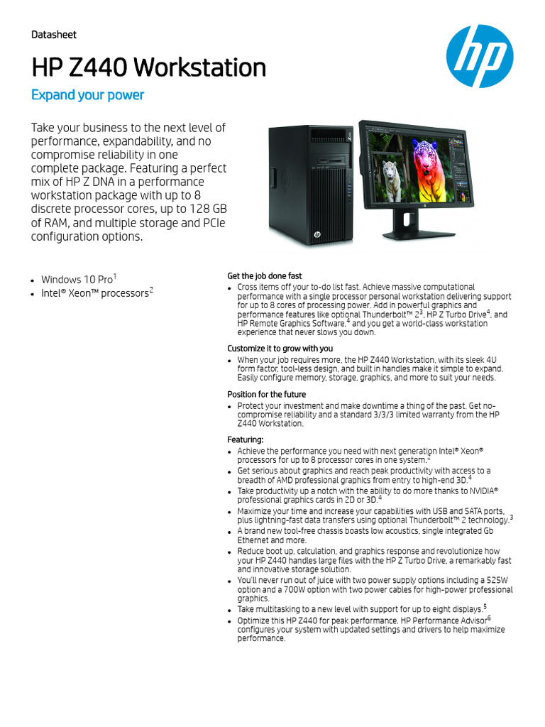 Datasheet HP Z440 Workstation Dokmeha | PDF | Games & Activities
