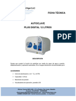 Ficha Técnica - Autoclave Plus Digital 12 Litros