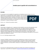 Breve Inventario de Los Modelos Para La Gestión Del Conocimiento en Las Organizaciones (2005) by Marlery Sánchez Díaz