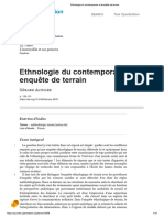 Ethnologie Du Contemporain Et Enquête de Terrain V