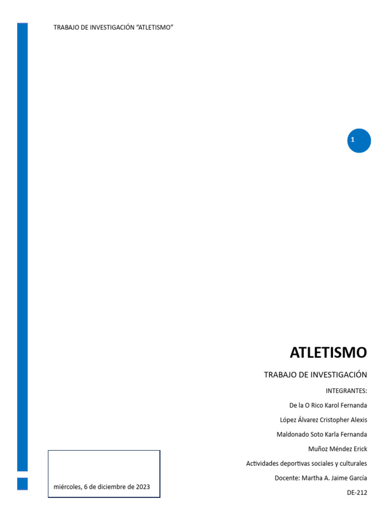 Investigación sobre el Atletismo | PDF | Deporte del atletismo | Corriendo