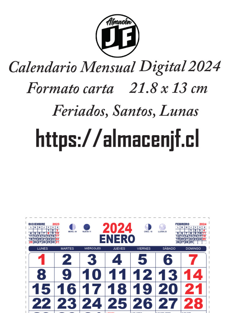 CMensual.21.8x13 Feriado Lunas Santos 2024 PDF Santos cristianos