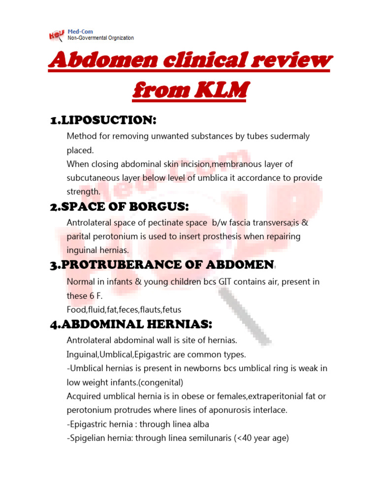 Abdomen-Clinicals - PDF Version 1 | PDF | Abdomen | Medical Specialties