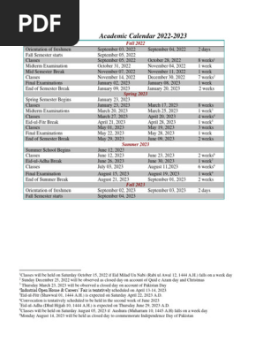 Academic Calendar 2022-2023