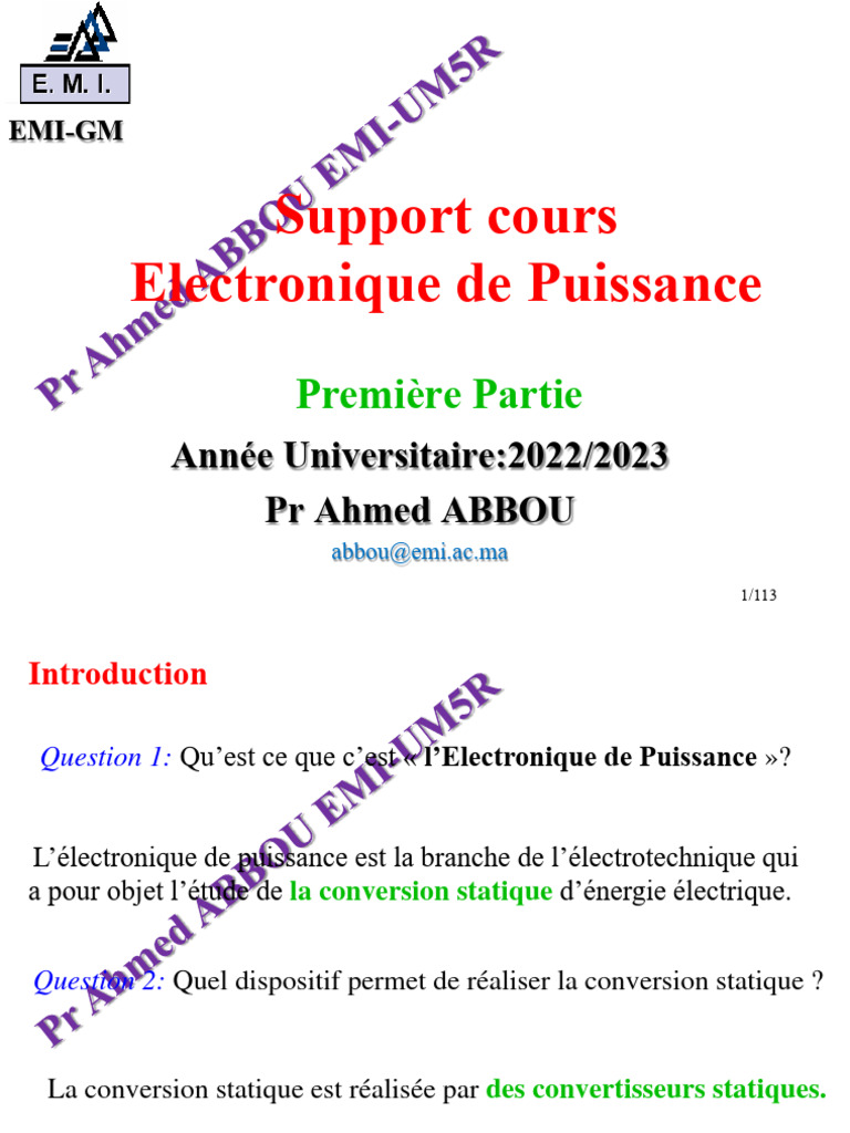 Introduction à l'Électronique de Puissance | PDF | Redresseur ...