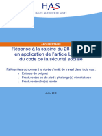 Argumentaire - Referentiels Concernant La Duree Darret de Travail Saisine Du 28 Mai 2015