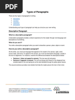 Types of Paragraphs Reference Sheet 2021