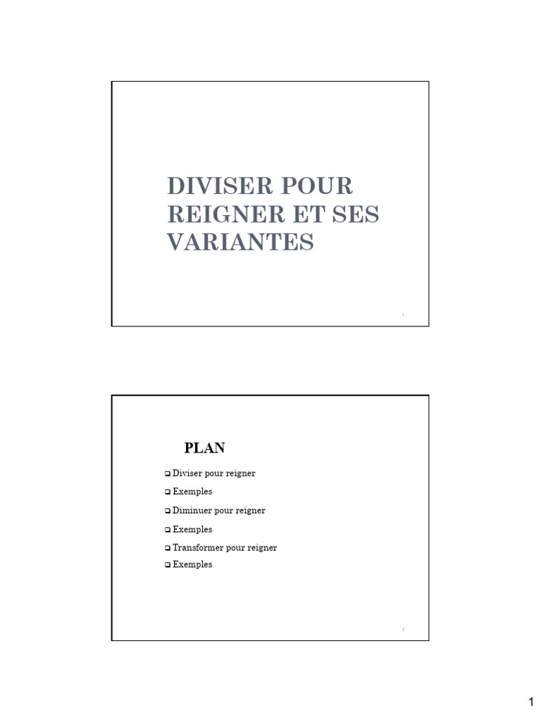 Diviser pour régner : Algorithmes et Complexité | PDF | Mathématiques ...