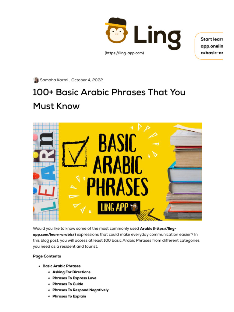 Essential Arabic Phrases for Beginners | PDF | Arabic | Linguistics