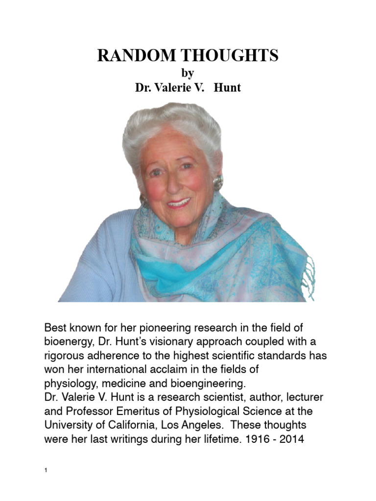 Random Thoughts by Valerie V. Hunt PDF | PDF | Experience | Anesthesia