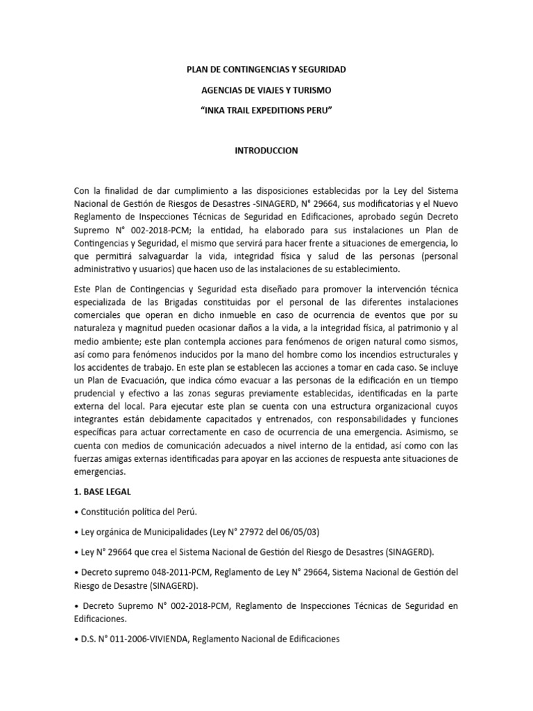 Plan de Contingencias y Seguridad | PDF