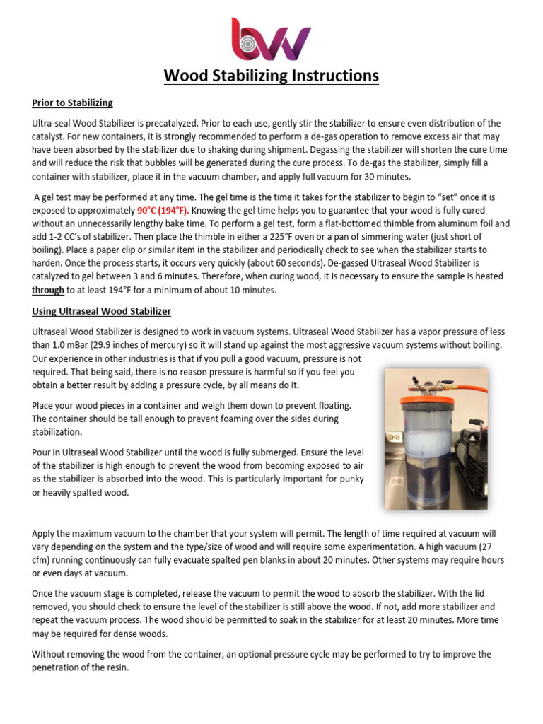 Wood Stabilizing Process Guide | PDF | Vacuum | Boiling