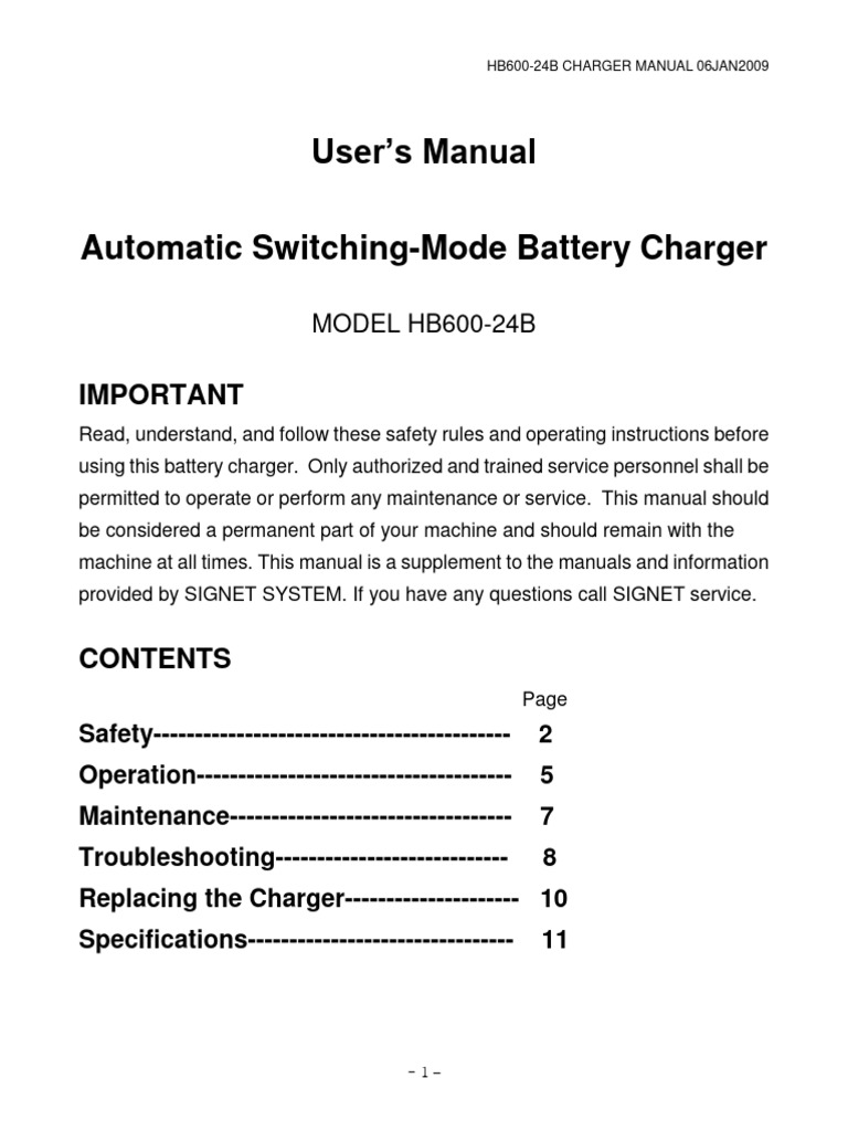 HB600-24B Charger User Manual | PDF | Battery Charger | Mains Electricity