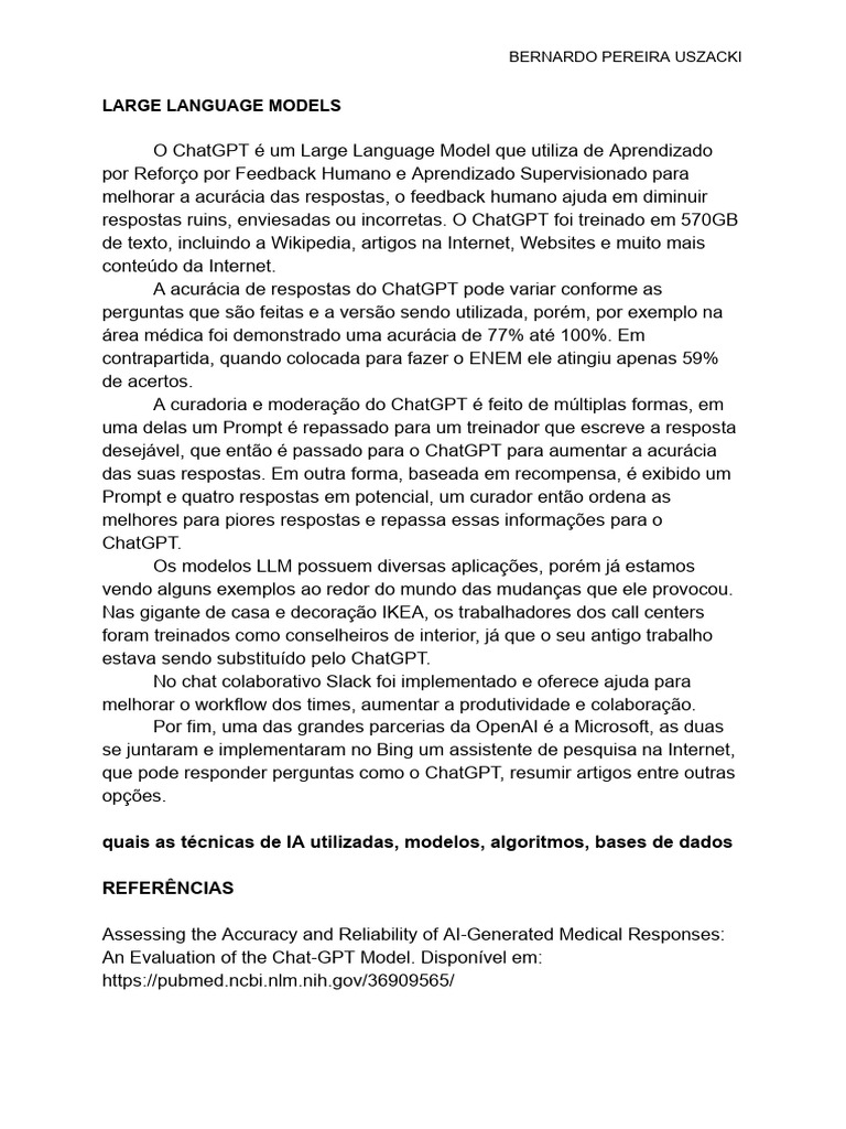 Modelos de Linguagem e suas Aplicações | PDF