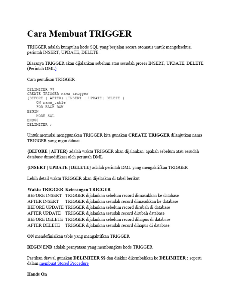 Cara Membuat TRIGGER | PDF | Komputer