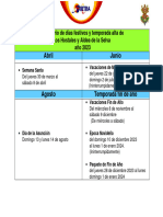 Calendario de Temporada Alta 2023